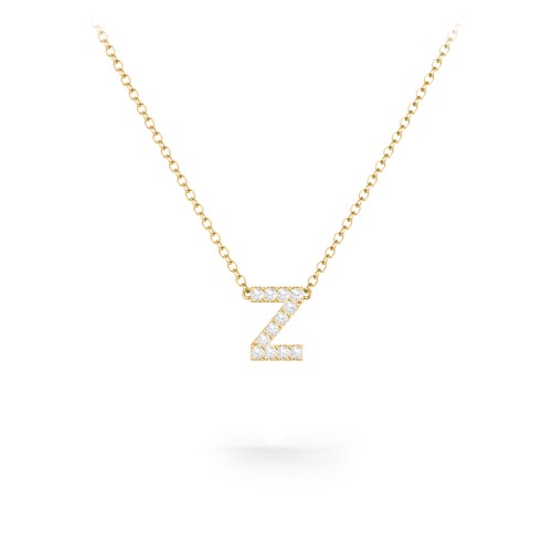 Pavé Z Initial Necklace – 18K Gold Plated Silver with White Premium Zirconia