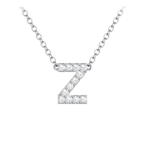 Pavé Z Initial Necklace – Sterling Silver with White Premium Zirconia
