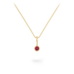 Bezel Set Birthstone Necklace in 18K Gold Plated Silver with Ruby, Amethyst, Red Premium Zirconia, Fancy Pink Premium Zirconia, Citrine, and Peridot