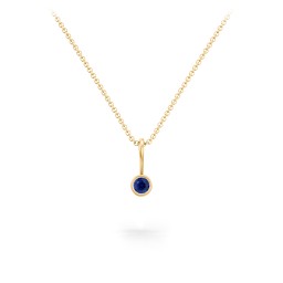 Bezel Set Birthstone Necklace in 18K Gold Plated Silver with Blue Sapphire, Amethyst, Red Premium Zirconia, Fancy Pink Premium Zirconia, Citrine, and Peridot