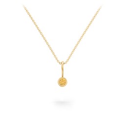 Bezel Set Birthstone Necklace in 18K Gold Plated Silver with Citrine, Amethyst, Red Premium Zirconia, Fancy Pink Premium Zirconia, and Peridot