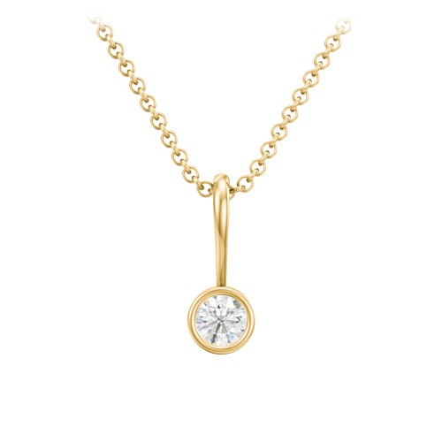 Bezel Set Birthstone Necklace – 18K Gold Plated Silver with Diamond