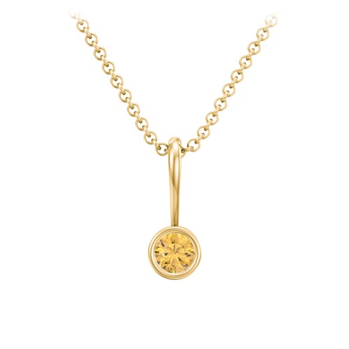 Bezel Set Birthstone Necklace – 18K Gold Plated Silver with Citrine