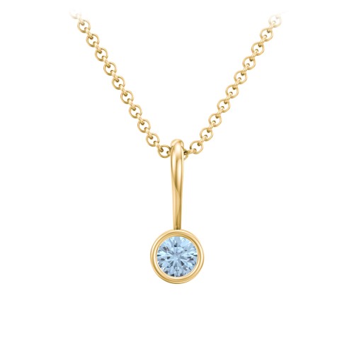 Bezel Set Birthstone Necklace – 18K Gold Plated Silver with Blue Topaz