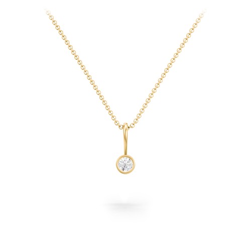 Bezel Set Birthstone Necklace – 18K Gold Plated Silver with Diamond