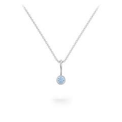 Bezel Set Birthstone Necklace – 10K Yellow Gold with Blue Topaz