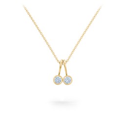 Multi Bezel Set Birthstone Necklace - 2 Stone in 18K Gold Plated Silver with Aquamarine, Red Premium Zirconia, Fancy Pink Premium Zirconia, Citrine, and Peridot