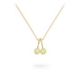 Multi Bezel Set Birthstone Necklace - 2 Stone in 18K Gold Plated Silver with Peridot, Red Premium Zirconia, Fancy Pink Premium Zirconia, and Citrine