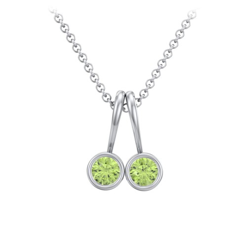 Multi Bezel Set Birthstone Necklace - 2 Stone