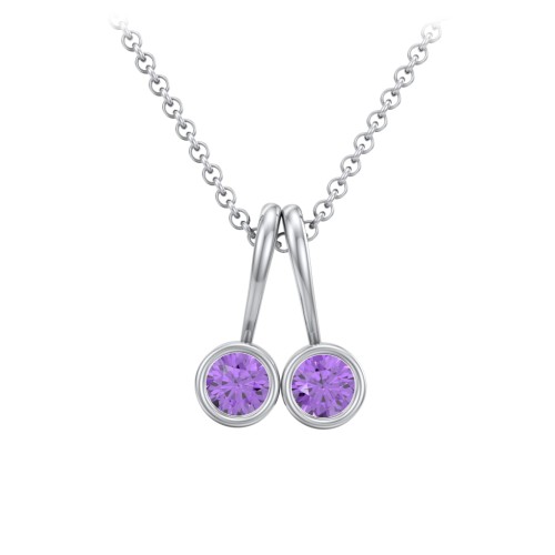 Multi Bezel Set Birthstone Necklace - 2 Stone