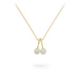 Multi Bezel Set Birthstone Necklace - 2 Stone in 18K Gold Plated Silver with Aquamarine, Red Premium Zirconia, Fancy Pink Premium Zirconia, Citrine, and Peridot