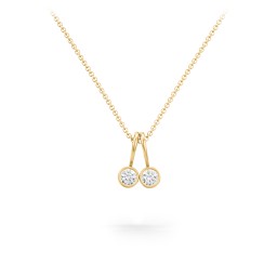 Multi Bezel Set Birthstone Necklace - 2 Stone in 18K Gold Plated Silver with Cubic Zirconia, Red Premium Zirconia, Fancy Pink Premium Zirconia, Citrine, and Peridot