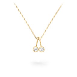 Multi Bezel Set Birthstone Necklace - 2 Stone in 18K Gold Plated Silver with Diamond, Red Premium Zirconia, Fancy Pink Premium Zirconia, Citrine, and Peridot