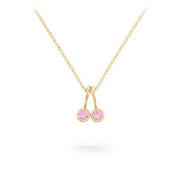 Multi Bezel Set Birthstone Necklace - 2 Stone in 18K Gold Plated Silver with Pink Tourmaline, Red Premium Zirconia, Fancy Pink Premium Zirconia, Citrine, and Peridot