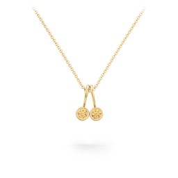 Multi Bezel Set Birthstone Necklace - 2 Stone in 18K Gold Plated Silver with Citrine, Red Premium Zirconia, Fancy Pink Premium Zirconia, and Peridot
