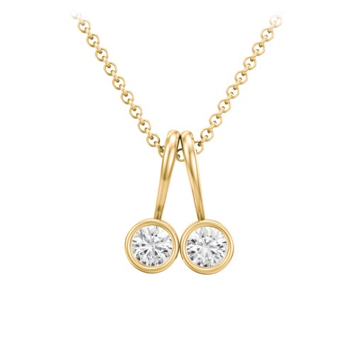 Multi Bezel Set Birthstone Necklace - 2 Stone – 18K Gold Plated Silver with Cubic Zirconia