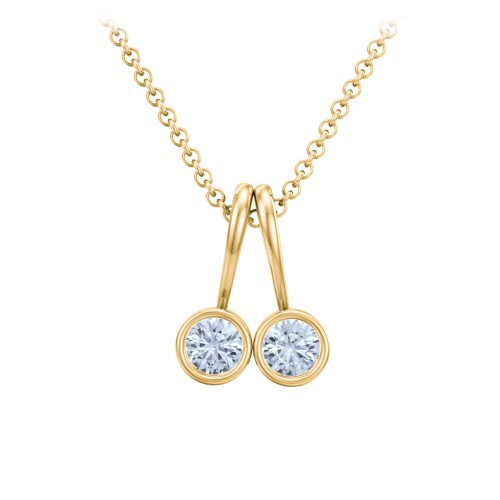 Multi Bezel Set Birthstone Necklace - 2 Stone – 18K Gold Plated Silver with Aquamarine