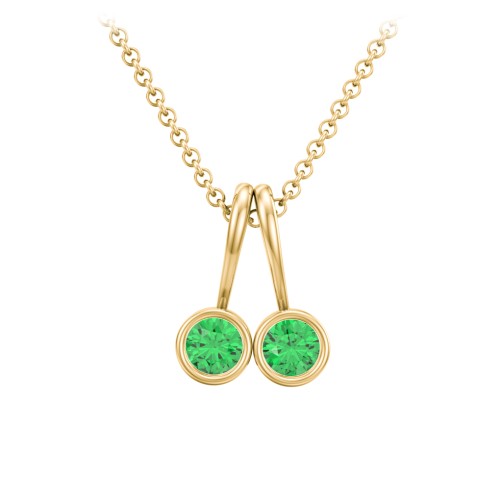 Multi Bezel Set Birthstone Necklace - 2 Stone – 18K Gold Plated Silver with Emerald