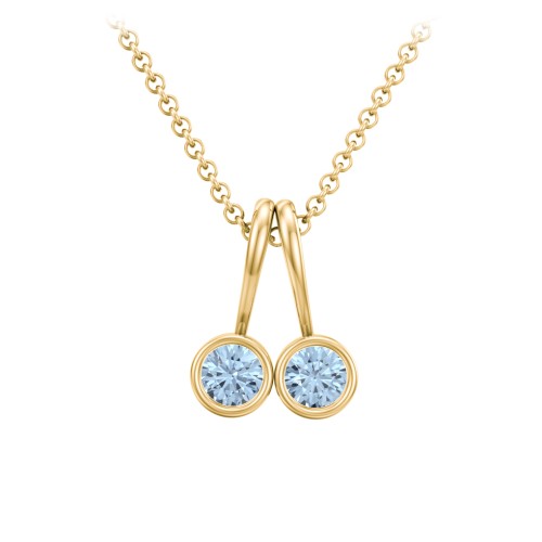 Multi Bezel Set Birthstone Necklace - 2 Stone – 18K Gold Plated Silver with Blue Topaz