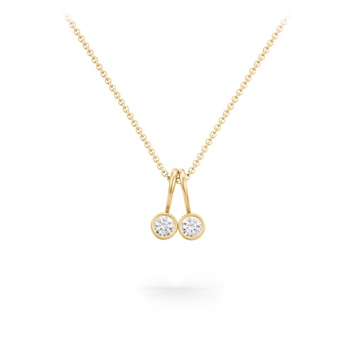 Multi Bezel Set Birthstone Necklace - 2 Stone – 18K Gold Plated Silver with Cubic Zirconia