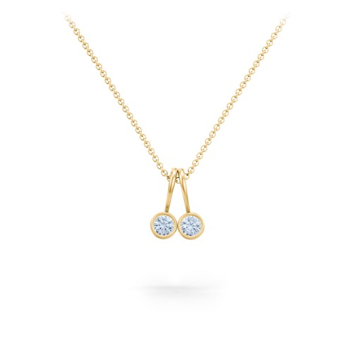 Multi Bezel Set Birthstone Necklace - 2 Stone – 18K Gold Plated Silver with Aquamarine