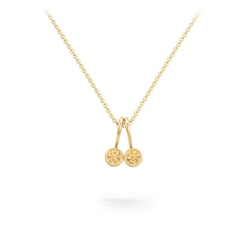 Multi Bezel Set Birthstone Necklace - 2 Stone – 18K Gold Plated Silver with Citrine