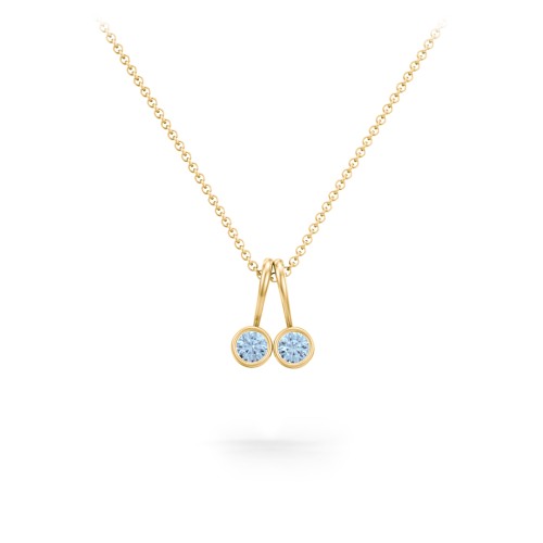 Multi Bezel Set Birthstone Necklace - 2 Stone – 18K Gold Plated Silver with Blue Topaz