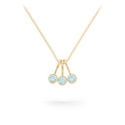 Multi Bezel Set Birthstone Necklace - 3 Stone in 18K Gold Plated Silver