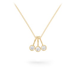 Multi Bezel Set Birthstone Necklace - 3 Stone in 18K Gold Plated Silver with Diamond, Fancy Pink Premium Zirconia, Citrine, and Peridot