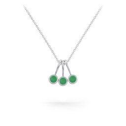 Multi Bezel Set Birthstone Necklace - 3 Stone in 925 Sterling Silver with Emerald