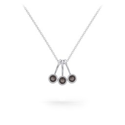 Multi Bezel Set Birthstone Necklace - 3 Stone in 925 Sterling Silver with Smokey Quartz