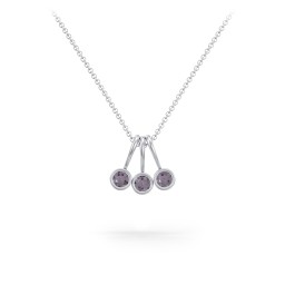 Multi Bezel Set Birthstone Necklace - 3 Stone in 925 Sterling Silver with Alexandrite