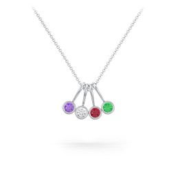 Multi Bezel Set Birthstone Necklace - 4 Stone