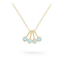 Multi Bezel Set Birthstone Necklace - 4 Stone in 18K Gold Plated Silver