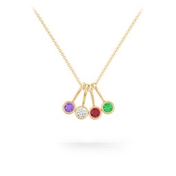 Multi Bezel Set Birthstone Necklace - 4 Stone in 18K Gold Plated Silver