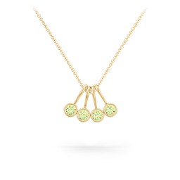 Multi Bezel Set Birthstone Necklace - 4 Stone in 18K Gold Plated Silver with Peridot and Citrine