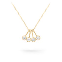 Multi Bezel Set Birthstone Necklace - 4 Stone in 18K Gold Plated Silver with Diamond, Citrine, and Peridot
