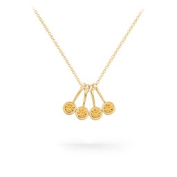 Multi Bezel Set Birthstone Necklace - 4 Stone in 18K Gold Plated Silver with Citrine and Peridot