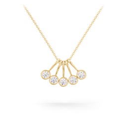 Multi Bezel Set Birthstone Necklace - 5 Stone in 18K Gold Plated Silver with Diamond and Peridot
