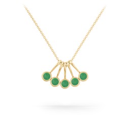 Multi Bezel Set Birthstone Necklace - 5 Stone in 18K Gold Plated Silver with Emerald and Peridot
