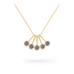 Multi Bezel Set Birthstone Necklace - 5 Stone in 18K Gold Plated Silver with Alexandrite and Peridot