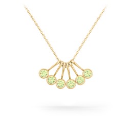 Multi Bezel Set Birthstone Necklace - 6 Stone in 18K Gold Plated Silver with Peridot