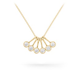 Multi Bezel Set Birthstone Necklace - 6 Stone in 18K Gold Plated Silver with Diamond
