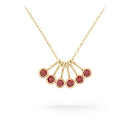 Multi Bezel Set Birthstone Necklace - 6 Stone in 18K Gold Plated Silver with Garnet