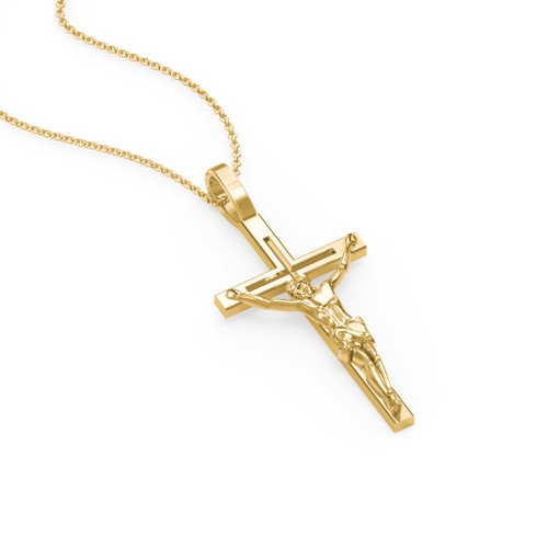 Women's Crucifix Necklace – 18K Gold Plated Silver