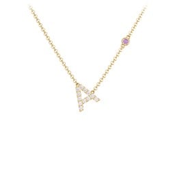 Pavé A Initial Necklace with Satellite Gemstone