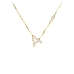 Pavé A Initial Necklace with Satellite Gemstone
