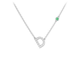 Pavé D Initial Necklace with Satellite Gemstone
