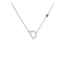 Pavé D Initial Necklace with Satellite Gemstone in 925 Sterling Silver with White Premium Zirconia and Smokey Quartz