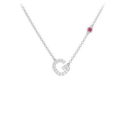 Pavé G Initial Necklace with Satellite Gemstone